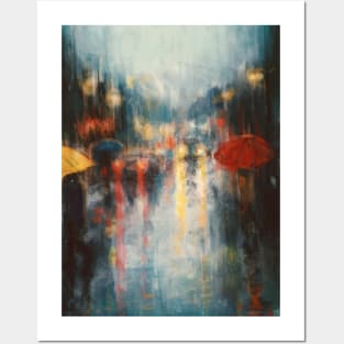 Rainy city Lights Posters and Art